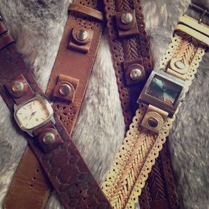 FOSSIL Leather Watch Set Interchangeable